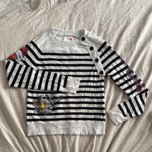 Zadig & Voltaire Striped Black and White Sweater With Beaded Designs